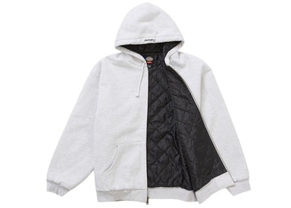 Supreme Dickies Quilted Lined Zip Up Hooded Sweatshirt Heather Grey