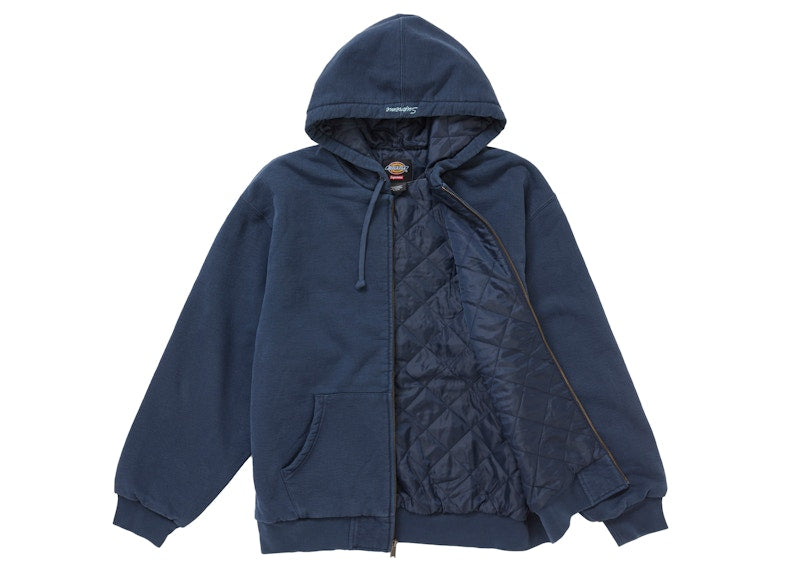 Supreme Dickies Quilted Lined Zip Up Hooded Sweatshirt Navy