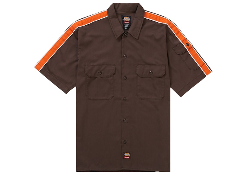 Supreme Dickies Stripe S/S Work Shirt Brown