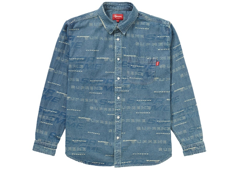 Supreme Dimensions Logo Denim Shirt Blue
