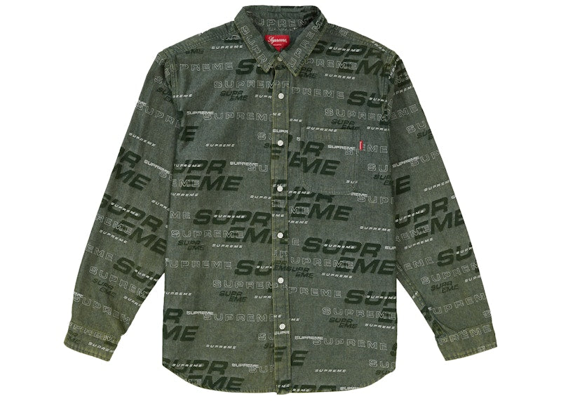 Supreme Dimensions Logo Denim Shirt Green