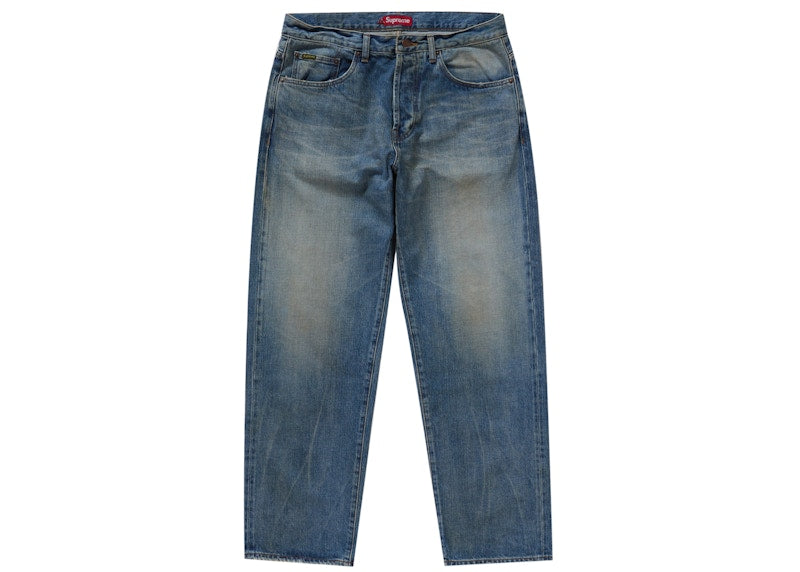 Supreme Distressed Loose Fit Selvedge Jean (FW24) Washed Indigo