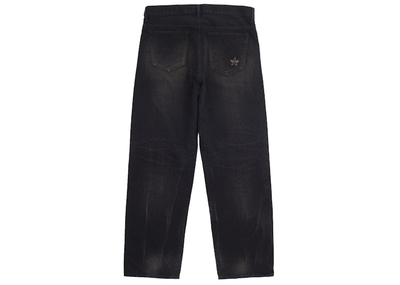 Supreme Distressed Loose Fit Selvedge Jean (SS25) Washed Black
