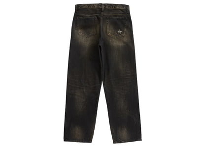 Supreme Distressed Loose Fit Selvedge Jean Washed Black