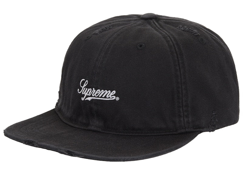 Supreme Distressed Script 6-Panel Black