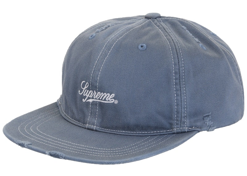 Supreme Distressed Script 6-Panel Blue