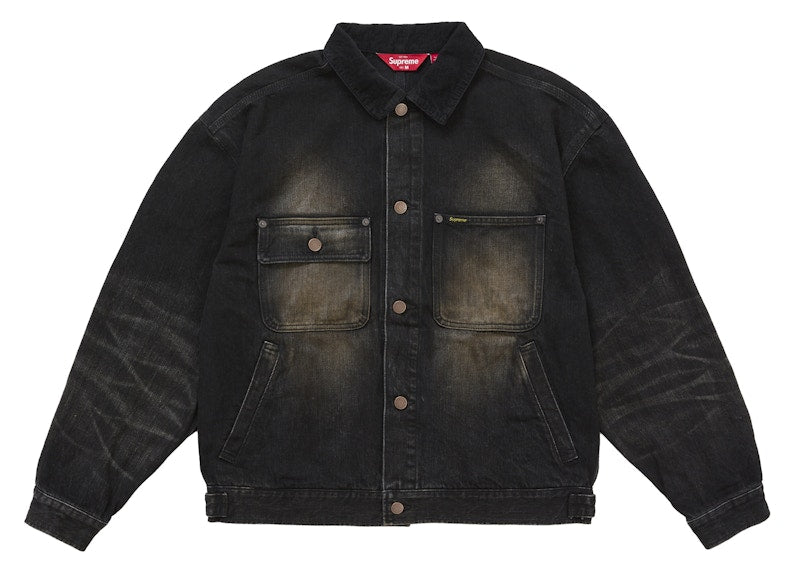 Supreme Distressed Selvedge Trucker Jacket (FW25) Washed Black