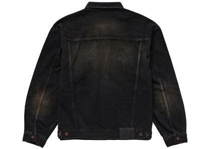 Supreme Distressed Selvedge Trucker Jacket Washed Black
