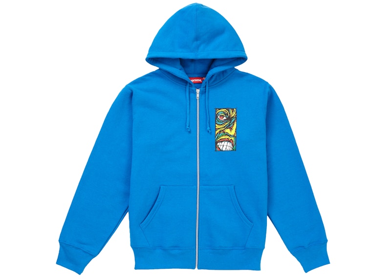 Supreme Disturbed Zip Up Hooded Sweatshirt Bright Blue