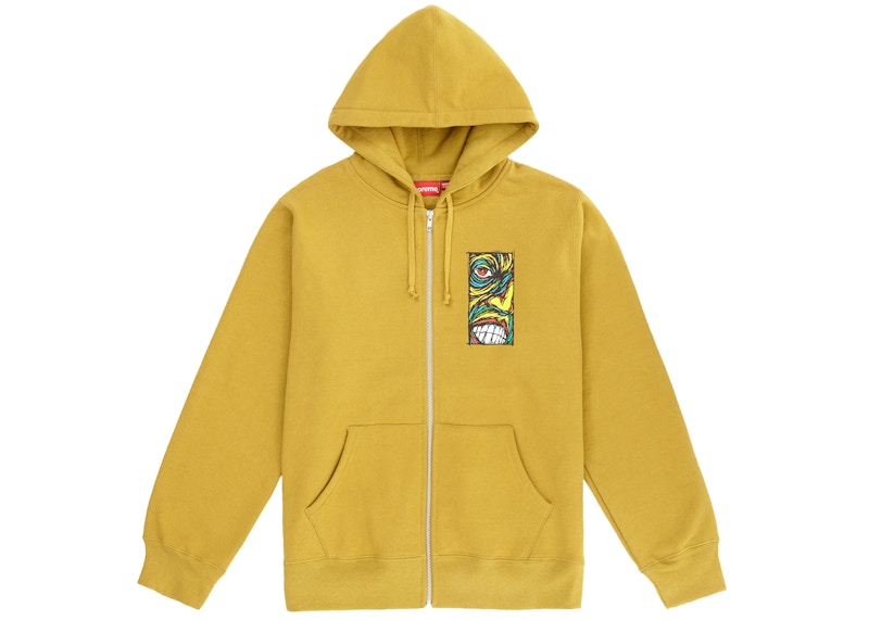 Supreme Disturbed Zip Up Hooded Sweatshirt Dark Mustard