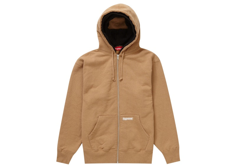 Supreme Double Hood Facemask Zip Up Hooded Sweatshirt Light Brown