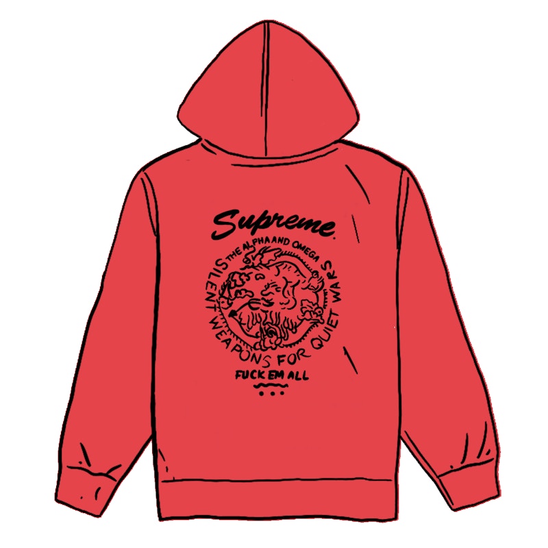 Supreme Dragon Overdyed Hooded Sweatshirt Red