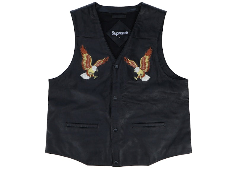 Supreme Eagle Leather Vest Black