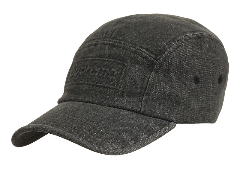Supreme Embossed Denim Camp Cap Black