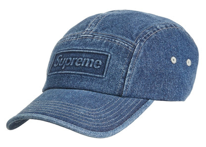 Supreme Embossed Denim Camp Cap Blue