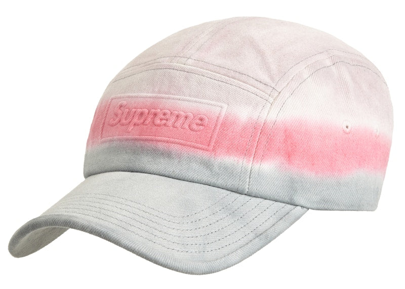 Supreme Embossed Denim Camp Cap Pink Dip Dye