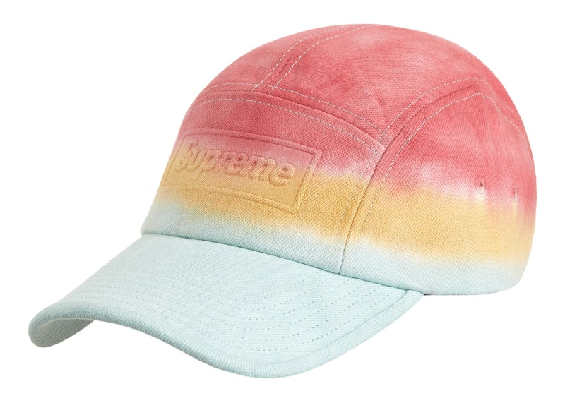 Supreme Embossed Denim Camp Cap Red Dip Dye