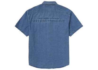 Supreme Embossed Denim S/S Shirt Blue