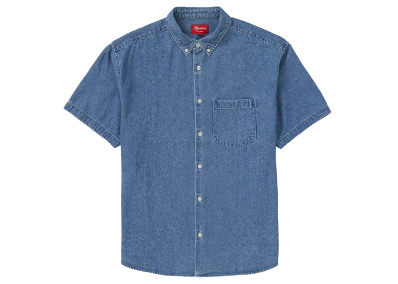 Supreme Embossed Denim S/S Shirt Blue