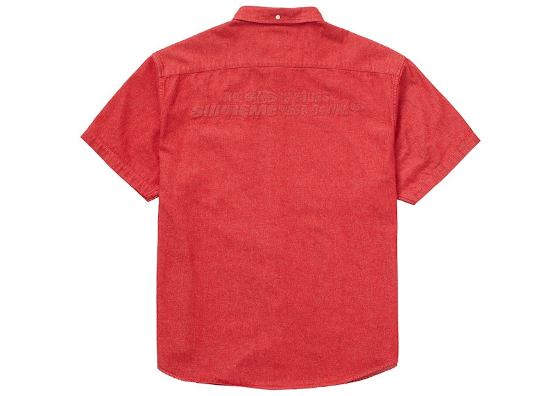 Supreme Embossed Denim S/S Shirt Red