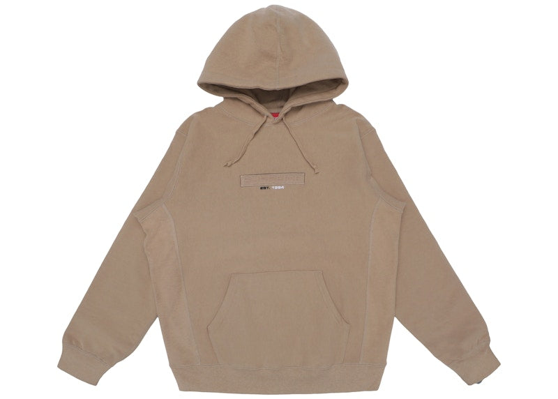 Supreme Embossed Logo Hooded Sweatshirt (SS18) Light Brown