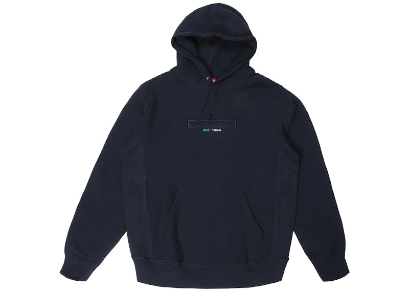 Supreme Embossed Logo Hooded Sweatshirt (SS18) Navy