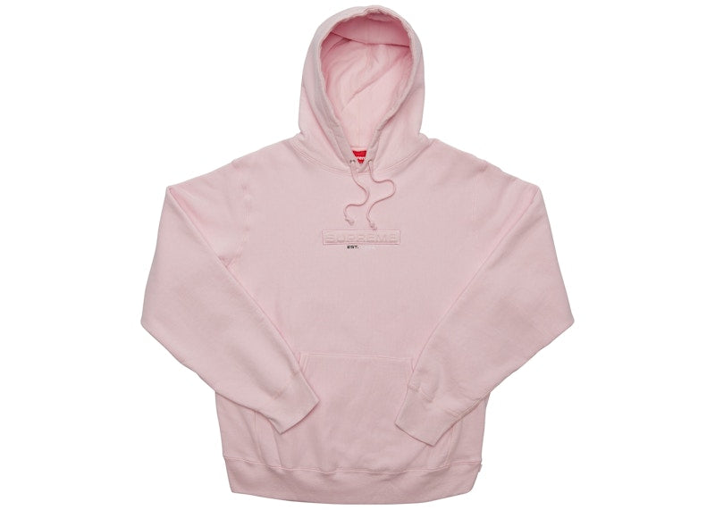 Supreme Embossed Logo Hooded Sweatshirt (SS18) Pink