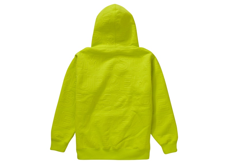 Supreme Embossed Logos Hooded Sweatshirt Acid Green