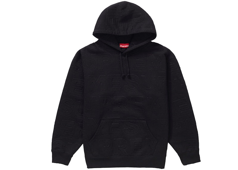 Supreme Embossed Logos Hooded Sweatshirt Black