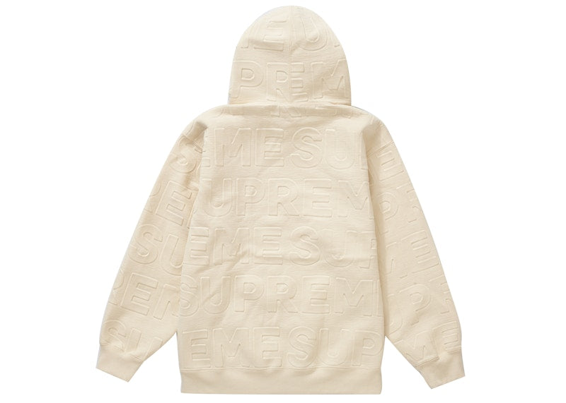 Supreme Embossed Logos Hooded Sweatshirt Natural
