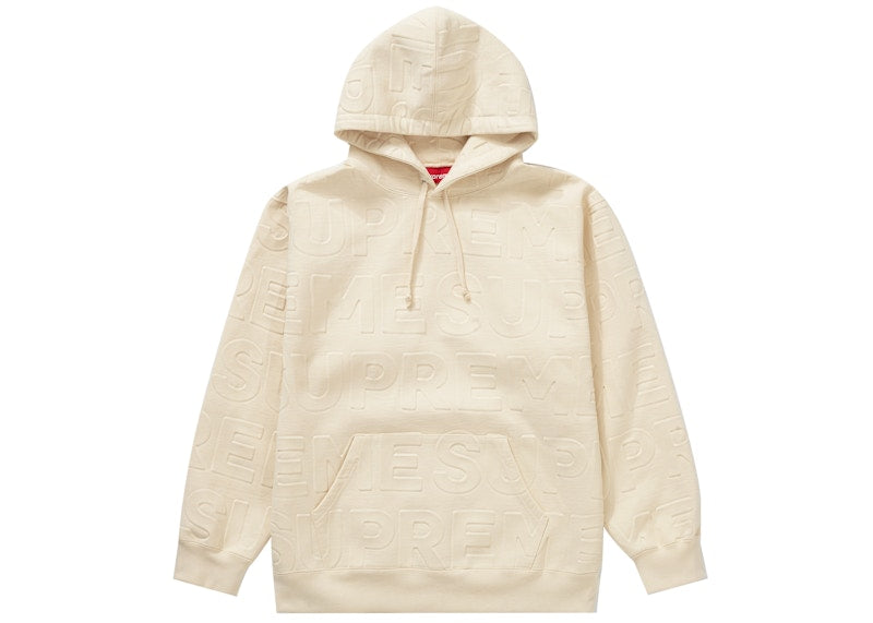 Supreme Embossed Logos Hooded Sweatshirt Natural