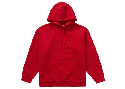 Supreme Embossed Logos Hooded Sweatshirt Red
