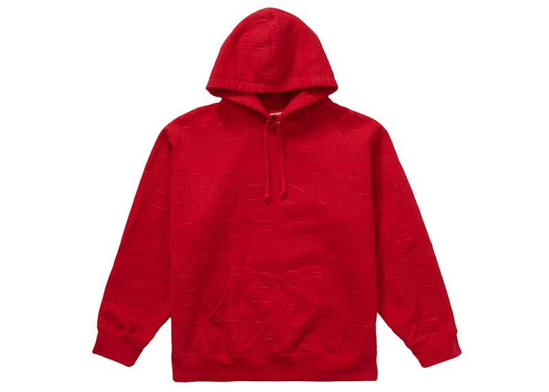 Supreme Embossed Logos Hooded Sweatshirt Red
