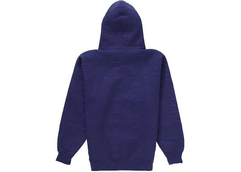 Supreme Embossed Logos Hooded Sweatshirt Washed Navy