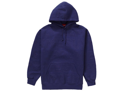 Supreme Embossed Logos Hooded Sweatshirt Washed Navy