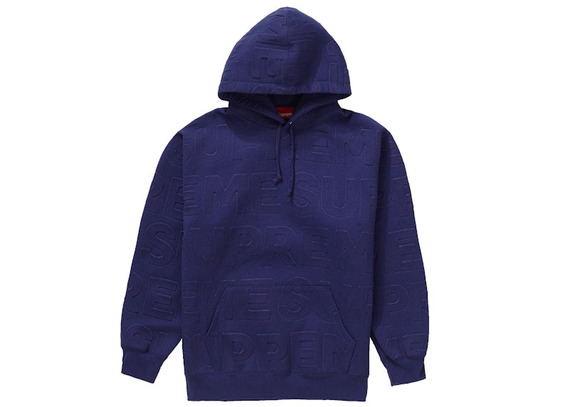 Supreme Embossed Logos Hooded Sweatshirt Washed Navy
