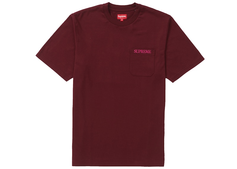Supreme Embroidered Pocket Tee Burgundy