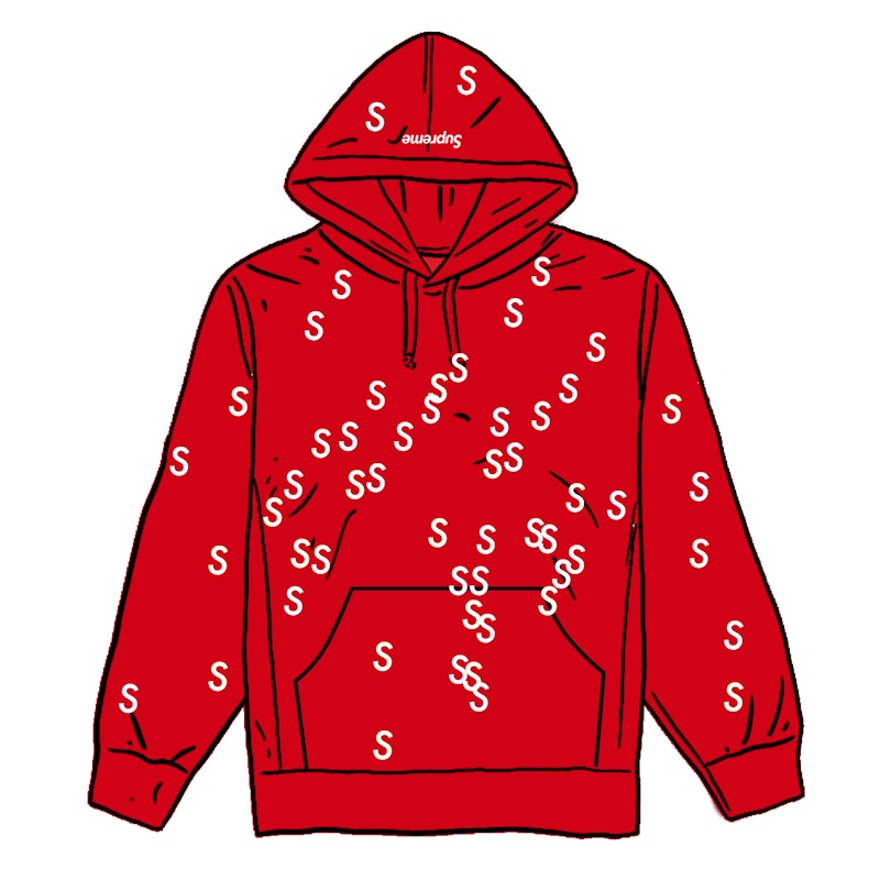 Supreme Embroidered S Hooded Sweatshirt Red