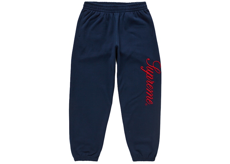 Supreme Embroidered Script Sweatpant Navy