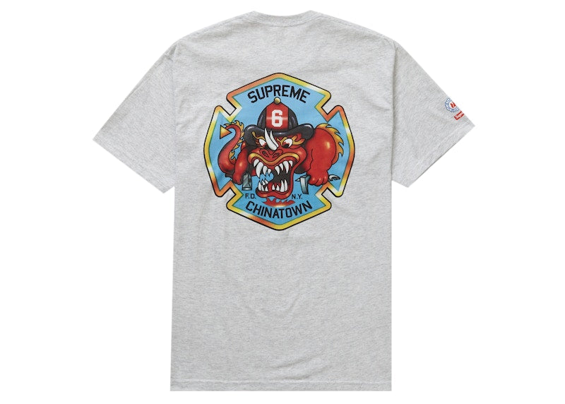 Supreme FDNY Engine 9 Tee Ash Grey