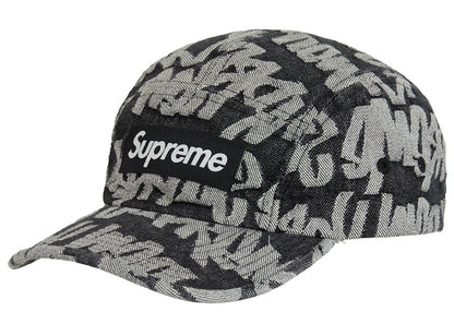 Supreme Fat Tip Jacquard Denim Camp Cap Black