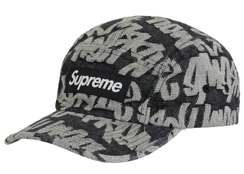 Supreme Fat Tip Jacquard Denim Camp Cap Black