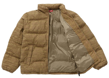 Supreme Fat Tip Jacquard Denim Puffer Jacket Olive