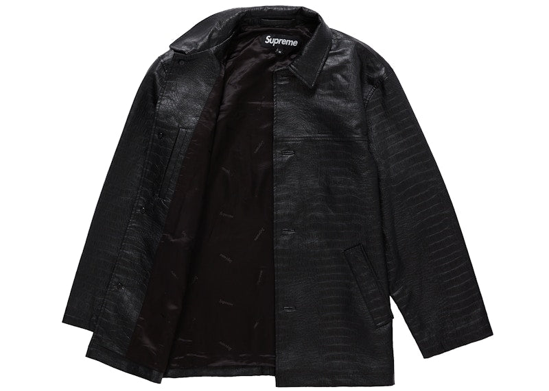 Supreme Faux Croc Car Coat Black