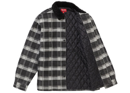 Supreme Faux Fur Collar Flannel Shirt Black