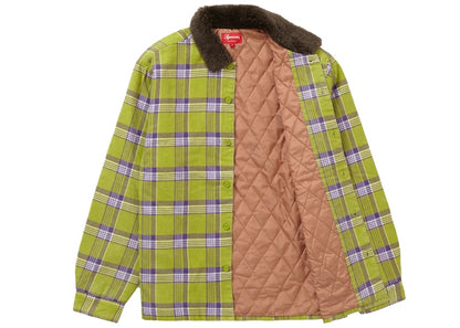 Supreme Faux Fur Collar Flannel Shirt Bright Olive
