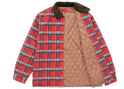 Supreme Faux Fur Collar Flannel Shirt Red