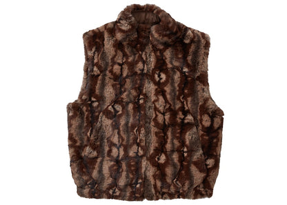 Supreme Faux Fur Hooded Vest Brown