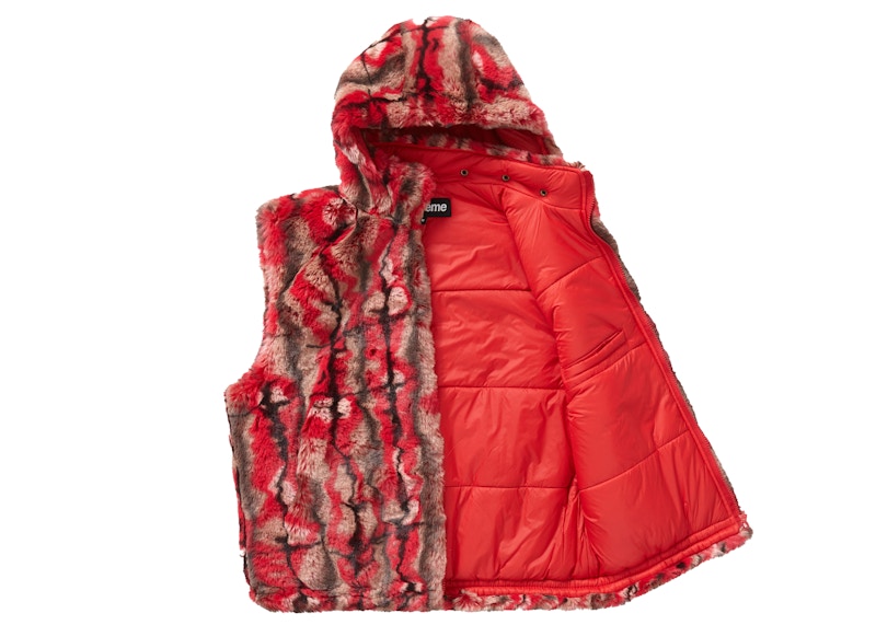 Supreme Faux Fur Hooded Vest Red