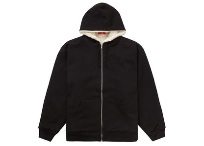 Supreme Faux Fur Lined Zip Up Hooded Sweatshirt Black